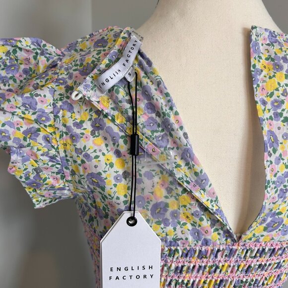 NWT - English Factory Floral Smocked Midi Dress, Size S - Picture 7 of 7